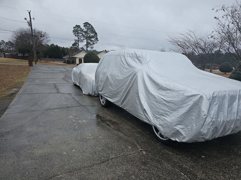 Will D.'s vehicle under its cover, from their review.