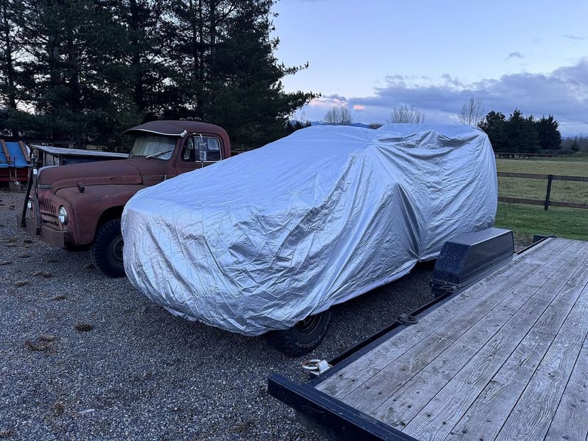 Hans G.'s vehicle under its cover, from their review.