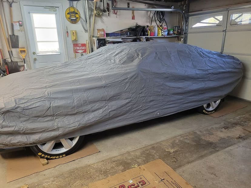 Richard P.'s vehicle under its cover, from their review.