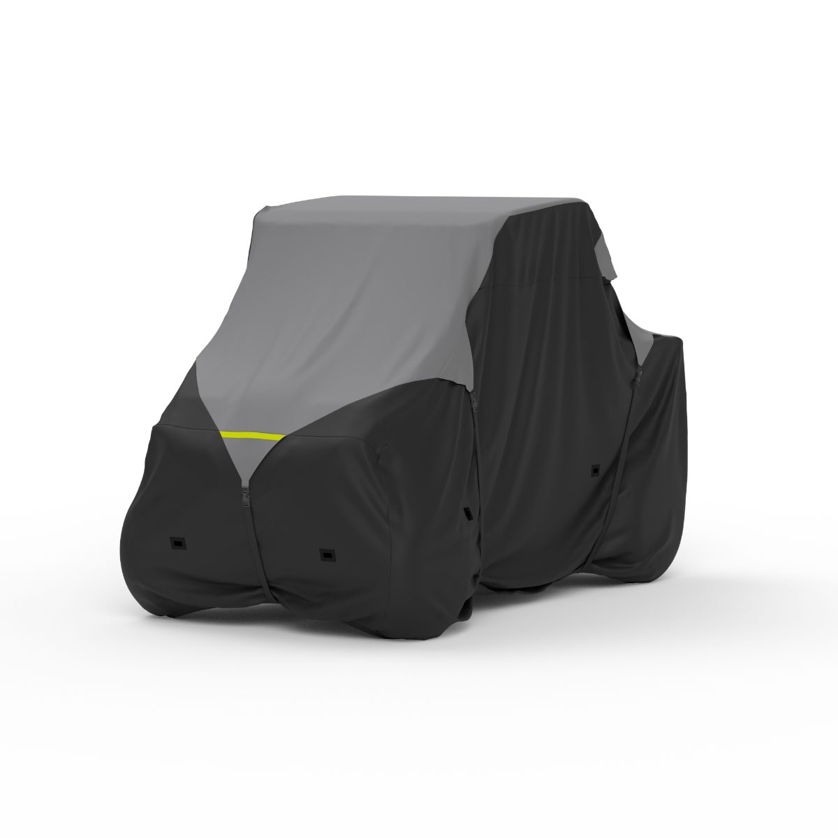 A side-by-side under a gray and black two-tone cover with a yellow stripe on a white background.